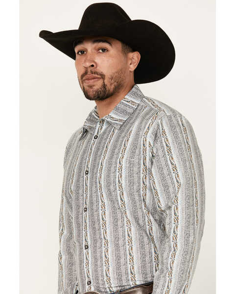 Image #2 - Gibson Trading Co Men's Rough Road Striped Print Long Sleeve Button-Down Western Shirt , White, hi-res