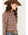Image #2 - Wrangler Women's Plaid Print Flannel Boyfriend Long Sleeve Snap Western Shirt, Multi, hi-res