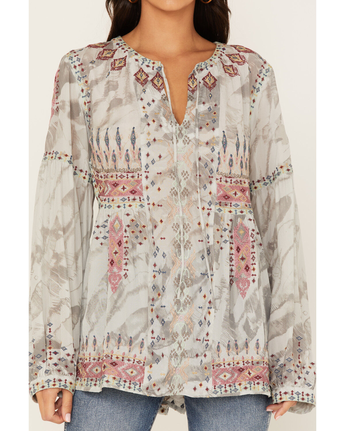 Image #3 - Johnny Was Women's Deliza Embroidered Silk Blouse, Multi, hi-res