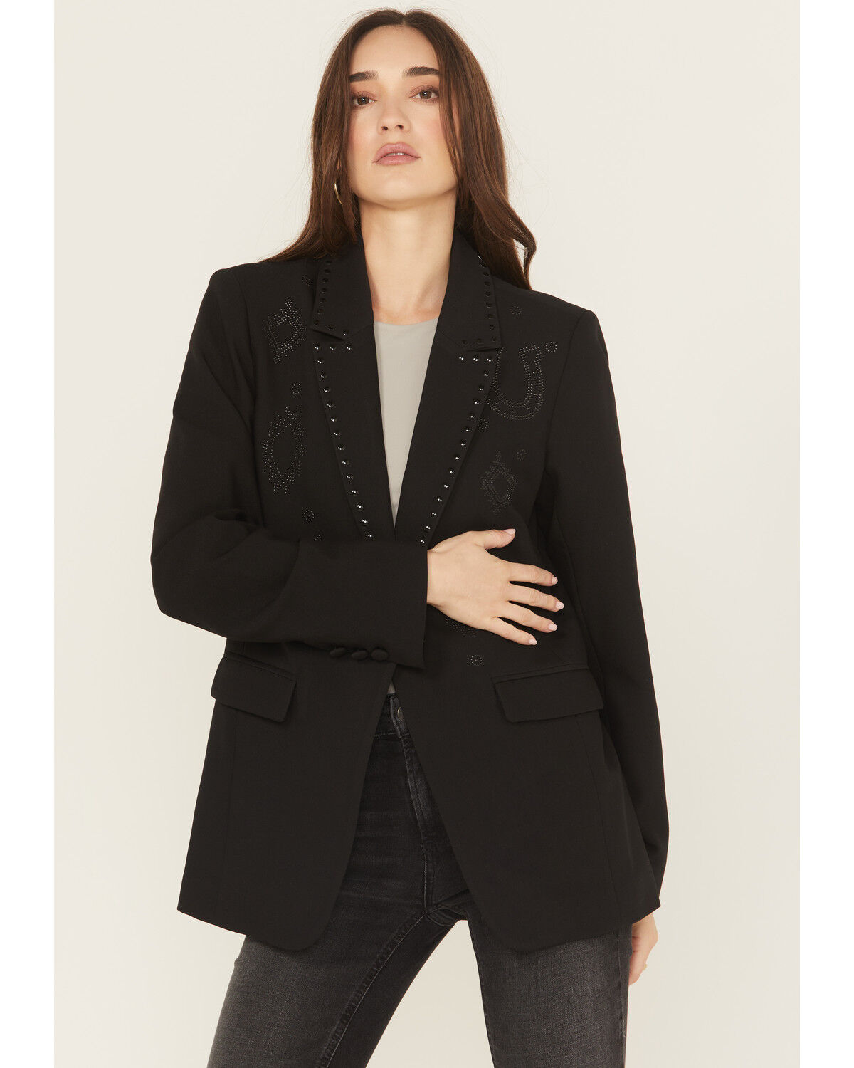 Image #1 - Ariat Women's After Party Embellished Blazer, Black, hi-res