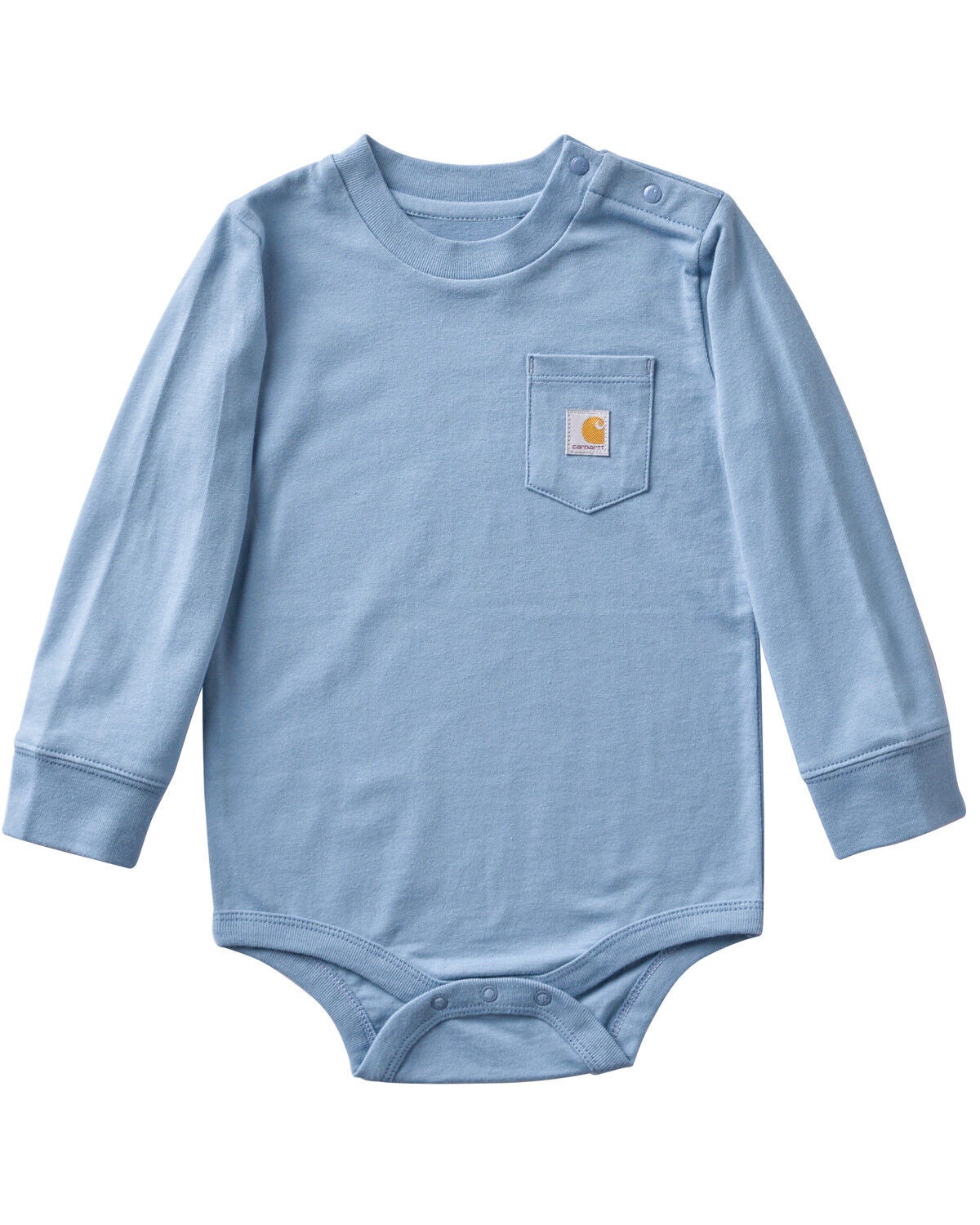 Carhartt Infant Boys' Long Sleeve Logo Pocket Onesie, Blue, hi-res