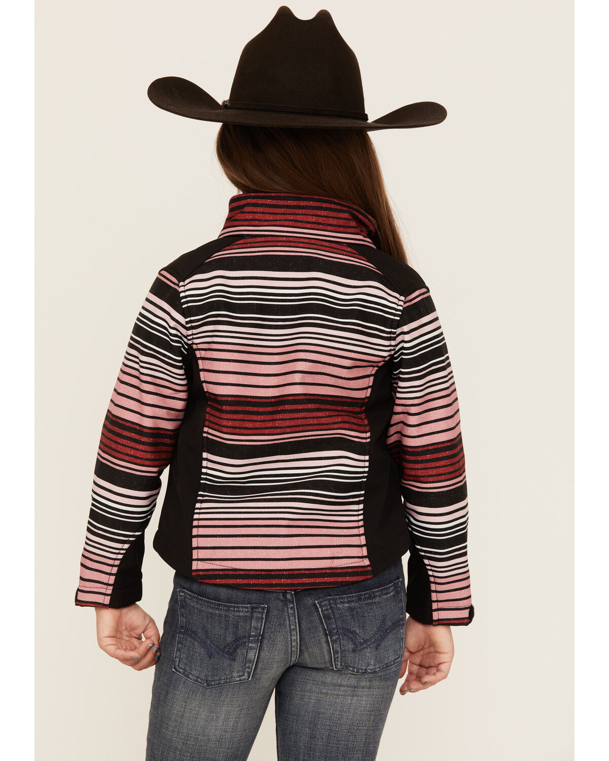 Image #4 - Cowgirl Hardware Girls' Desert Serape Striped Poly Shell Jacket, Pink, hi-res