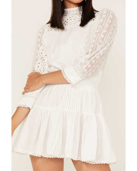 Image #3 - Maia Bergman Women's Nao Lace Tiered Mini Dress, White, hi-res