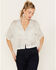 Image #1 - POL Women's Sequin Button Up Top, White, hi-res
