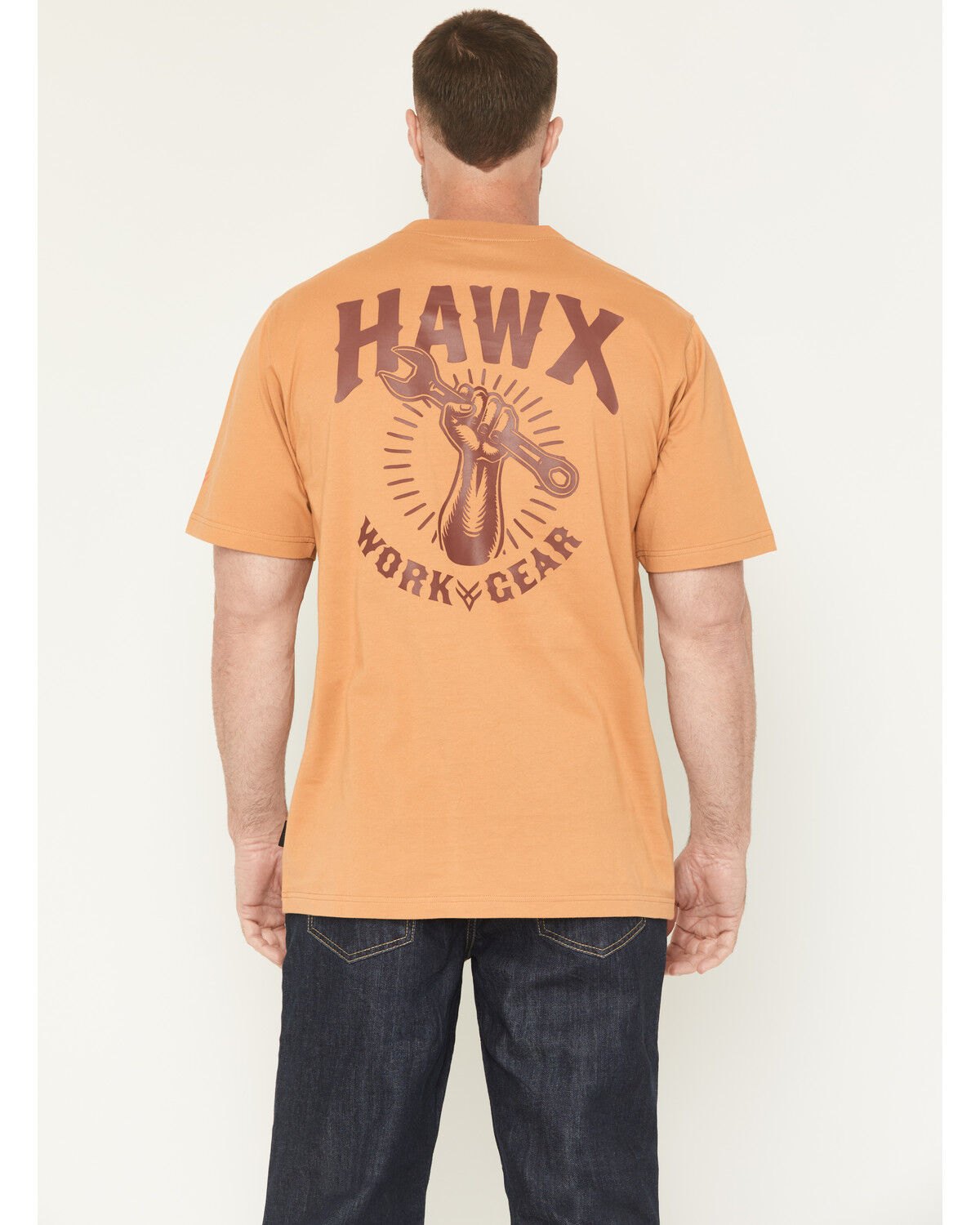 Image #1 - Hawx Men's Solid Wrench Short Sleeve Graphic Work T-Shirt, Tan, hi-res