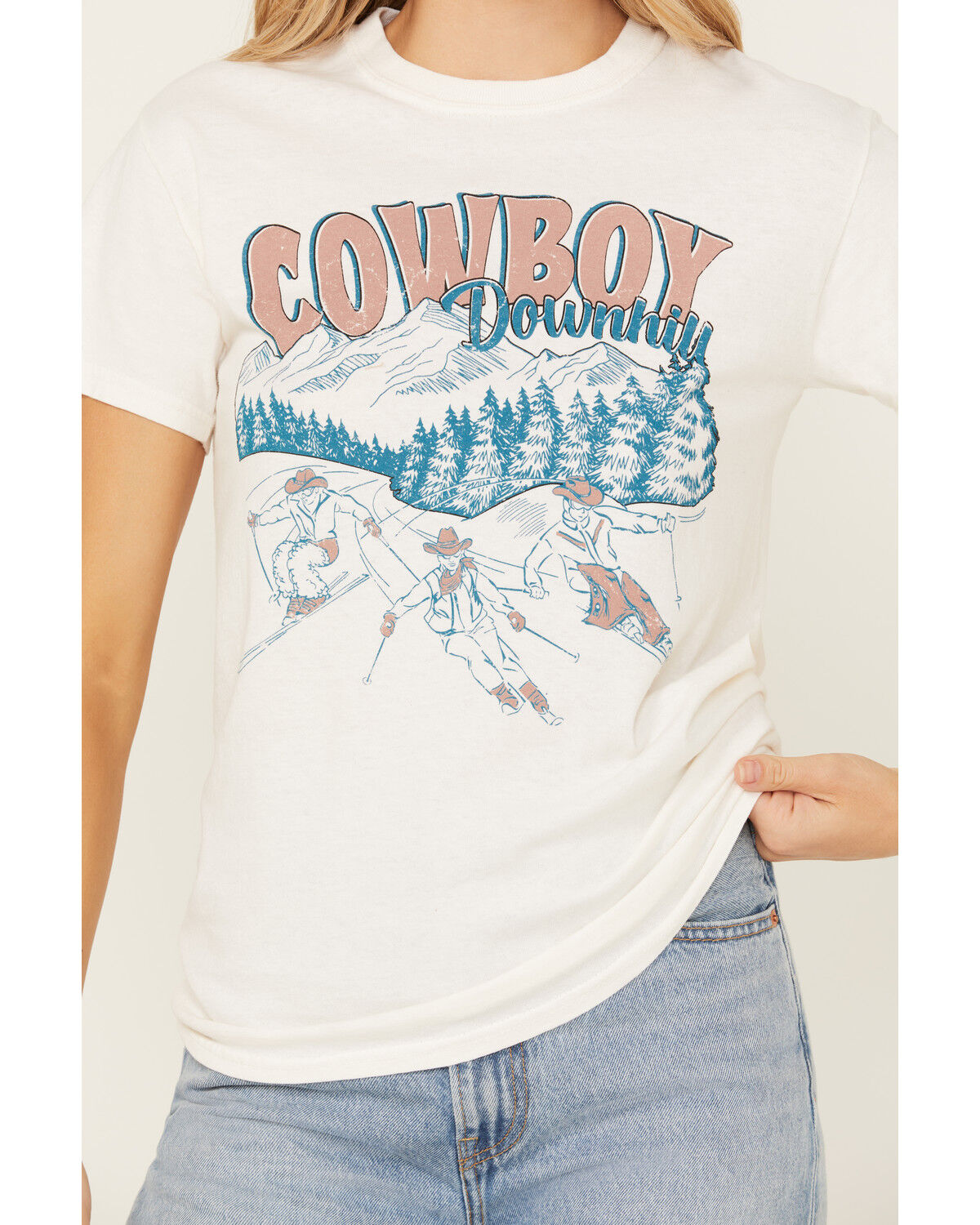 Image #3 - Youth in Revolt Women's Cowboy Downhill Short Sleeve Graphic Tee, Tan, hi-res