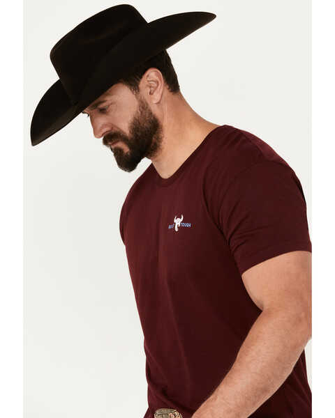Image #2 - Cowboy Hardware Men's Built Tough Shield Short Sleeve Graphic T-Shirt, Maroon, hi-res