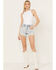 Cleo + Wolf Women's Light Wash Mid Rise Denim Distressed Shorts, Light Wash, hi-res