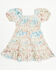 Image #3 - Shyanne Toddler Girls' Floral Print Puff Short Sleeve Midi Dress, Ivory, hi-res