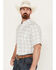 Ariat Men's Alec Plaid Print Short Sleeve Button-Down Shirt - Big, White, hi-res
