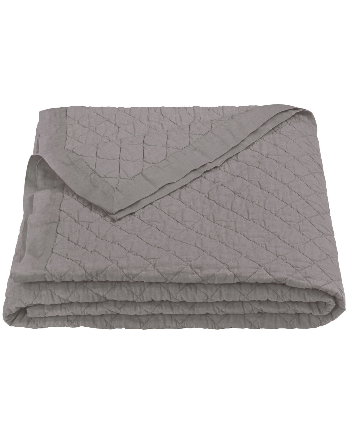 Image #1 - HiEnd Accents Diamond Pattern Grey Linen Full/Queen Quilt, Grey, hi-res