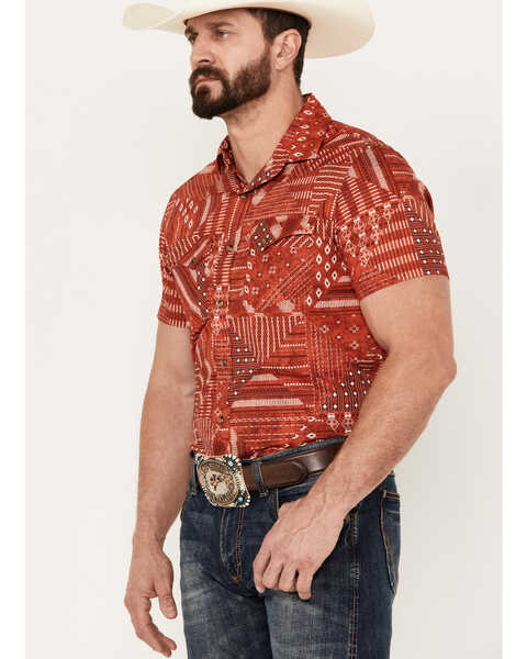 Image #2 - Pendleton Men's Laramie Bandana Print Short Sleeve Western Snap Shirt, Red, hi-res