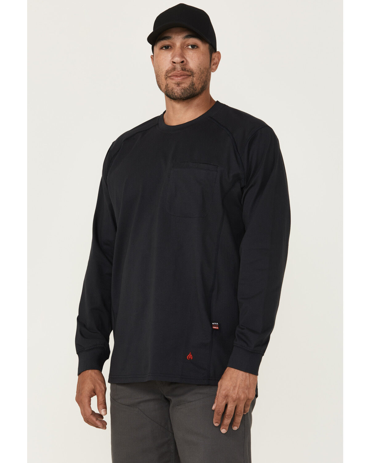Image #1 - Forge Workwear Men's FR Solid Lightweight Long Sleeve Work Shirt, Navy, hi-res