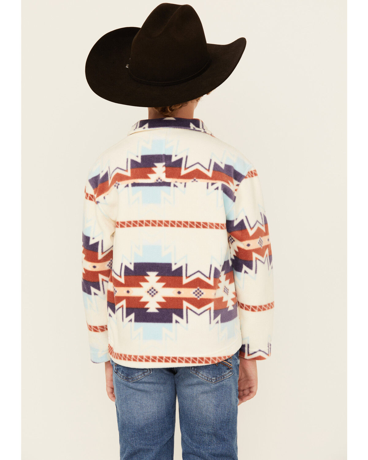 Image #4 - Roper Boys' Southwestern Print 1/4 Snap Fleece Pullover, Ivory, hi-res