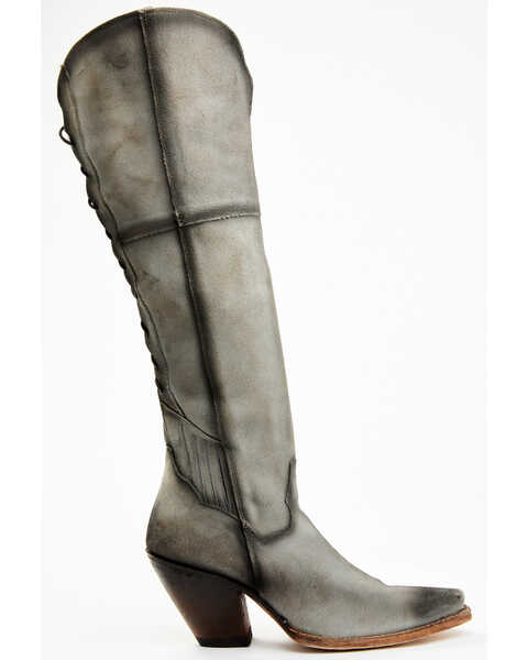 Image #2 - Dan Post Women's Corsette Over The Knee Fashion Western Boots - Snip Toe, Light Grey, hi-res