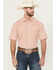 Image #1 - Roper Men's Amarillo Plaid Print Short Sleeve Pearl Snap Stretch Western Shirt, Orange, hi-res