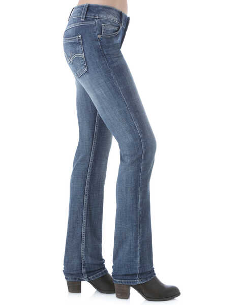 Image #2 - Wrangler Women's Medium Wash Straight Leg Jeans, Med Blue, hi-res