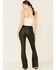Rock & Roll Denim Women's Olive High Rise Pleather Flare Jeans , Olive, hi-res