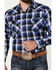 Ely Walker Men's Plaid Print Long Sleeve Snap Western Shirt , Royal Blue, hi-res