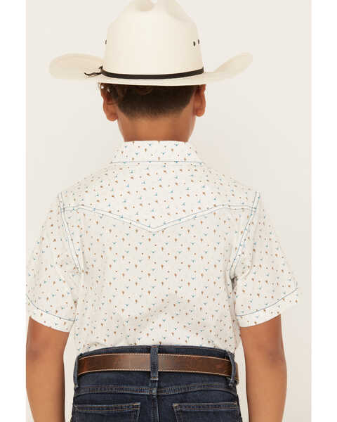 Image #4 - Cody James Boys' Bull Cactus Short Sleeve Snap Western Shirt, Oatmeal, hi-res