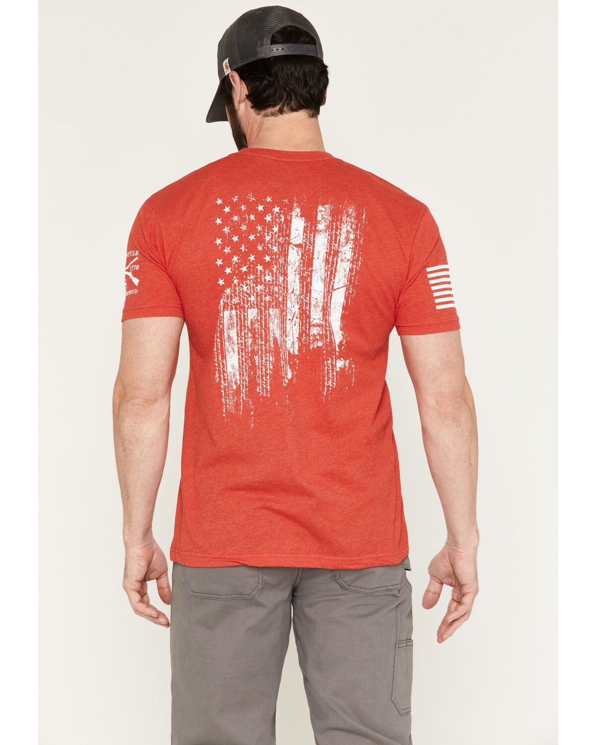 Image #4 - Grunt Style Men's 1776 Flag Short Sleeve Graphic T-Shirt, Red, hi-res
