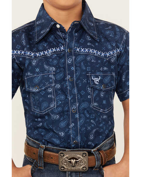 Image #3 - Cowboy Hardware Boys' Roman Paisley Print Short Sleeve Snap Western Shirt, , hi-res