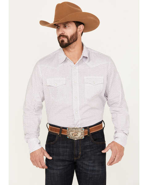 Image #1 - Wrangler 20X Men's Advanced Comfort Geo Print Long Sleeve Snap Western Shirt, Purple, hi-res
