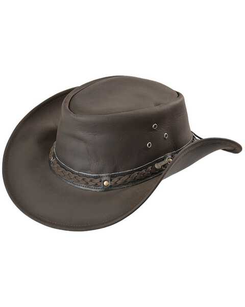 Image #1 - Outback Trading Co. Men's Wagga Wagga UPF 50 Sun Protection Leather Hat, Chocolate, hi-res