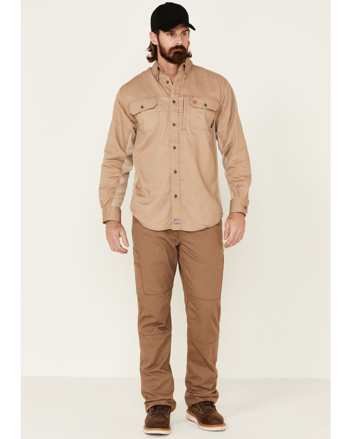 Image #2 - Ariat Men's FR Solid VentTEK Long Sleeve Work Shirt - Tall, Beige/khaki, hi-res