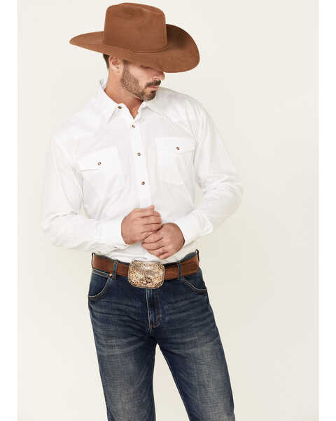 Men's White Diamonds Long Sleeve Grey Western Shirt