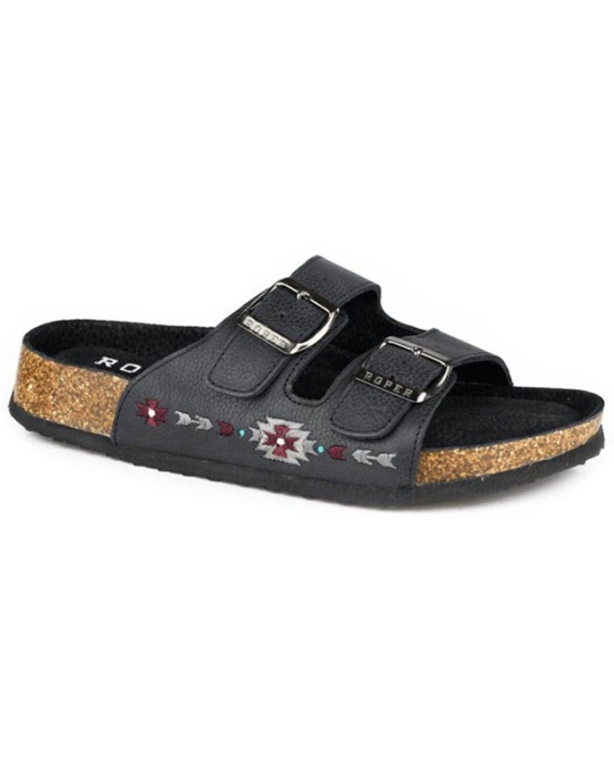Image #1 - Roper Women's Delilah Southwestern Sandals, Black, hi-res