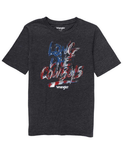 Image #1 - Wrangler Boys' Long Live Cowboys Short Sleeve Graphic T-Shirt, Black, hi-res