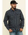 Image #1 - Moonshine Spirit Men's Train Track Check Plaid Print Long Sleeve Western Shirt, Black, hi-res