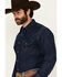Image #2 - Wrangler Men's Medium Wash Denim Long Sleeve Snap Western Shirt, Medium Wash, hi-res
