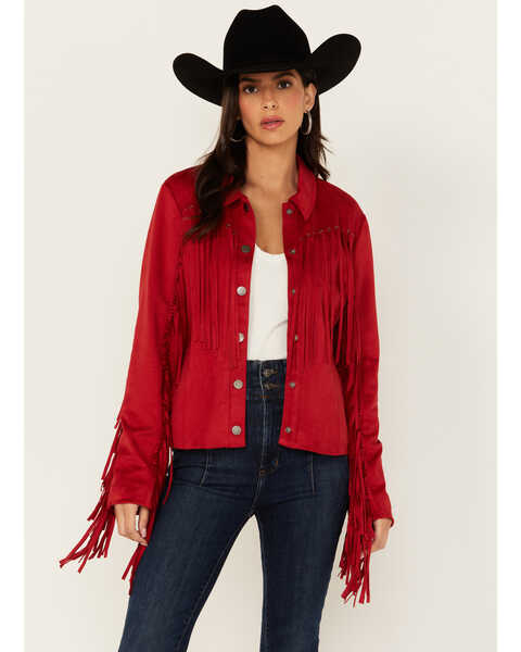 Image #1 - Panhandle Women's Fringe Jacket , Red, hi-res
