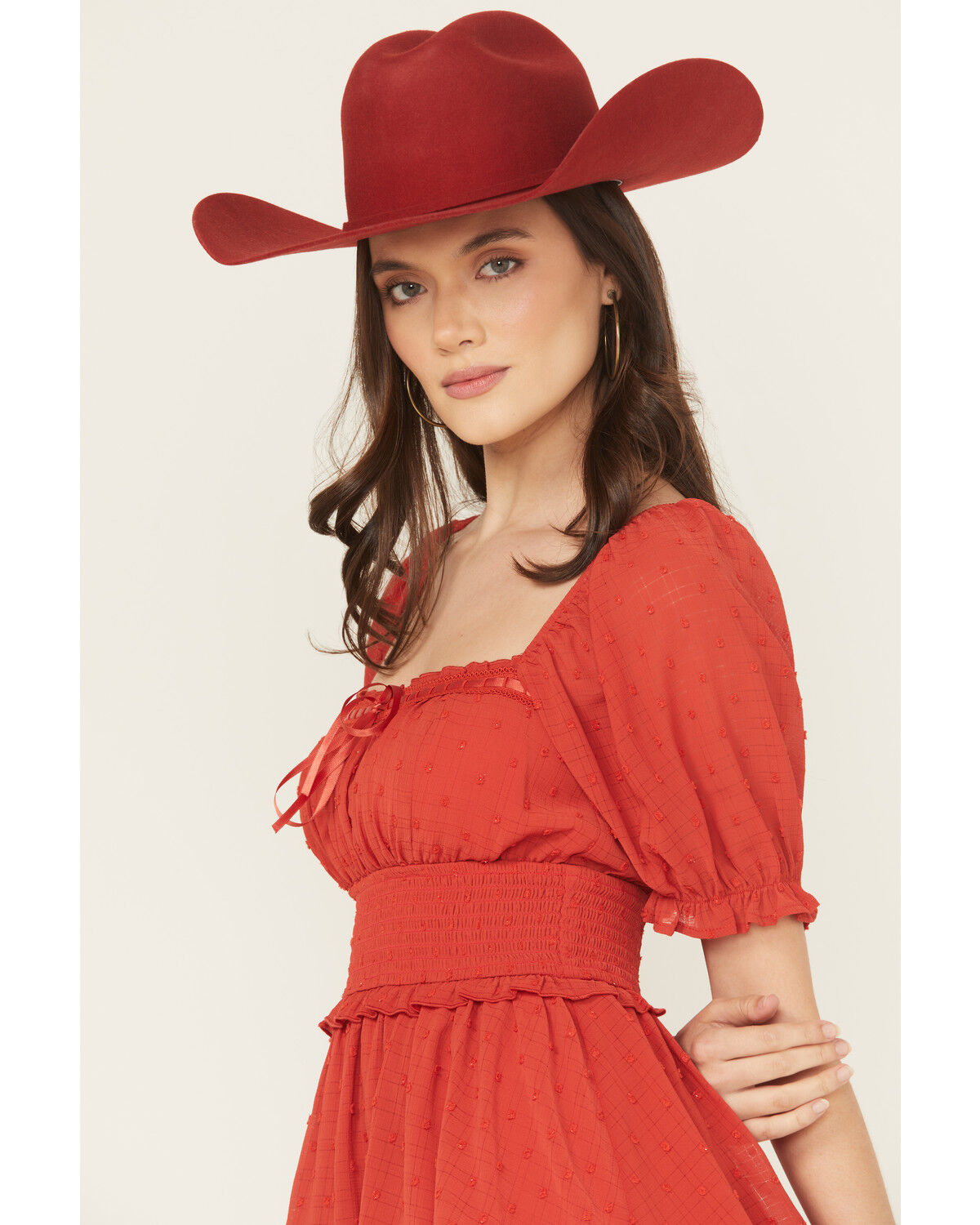 Image #2 - Ash & Violet Women's Cliff Dot Short Sleeve Mini Dress, Red, hi-res