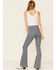 Show Me Your Mumu Women's Berkeley Striped Flare Leg Jeans, Grey, hi-res