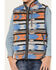 Hooey Boys' Southwestern Print Reversible Zip-Front Vest, Charcoal, hi-res