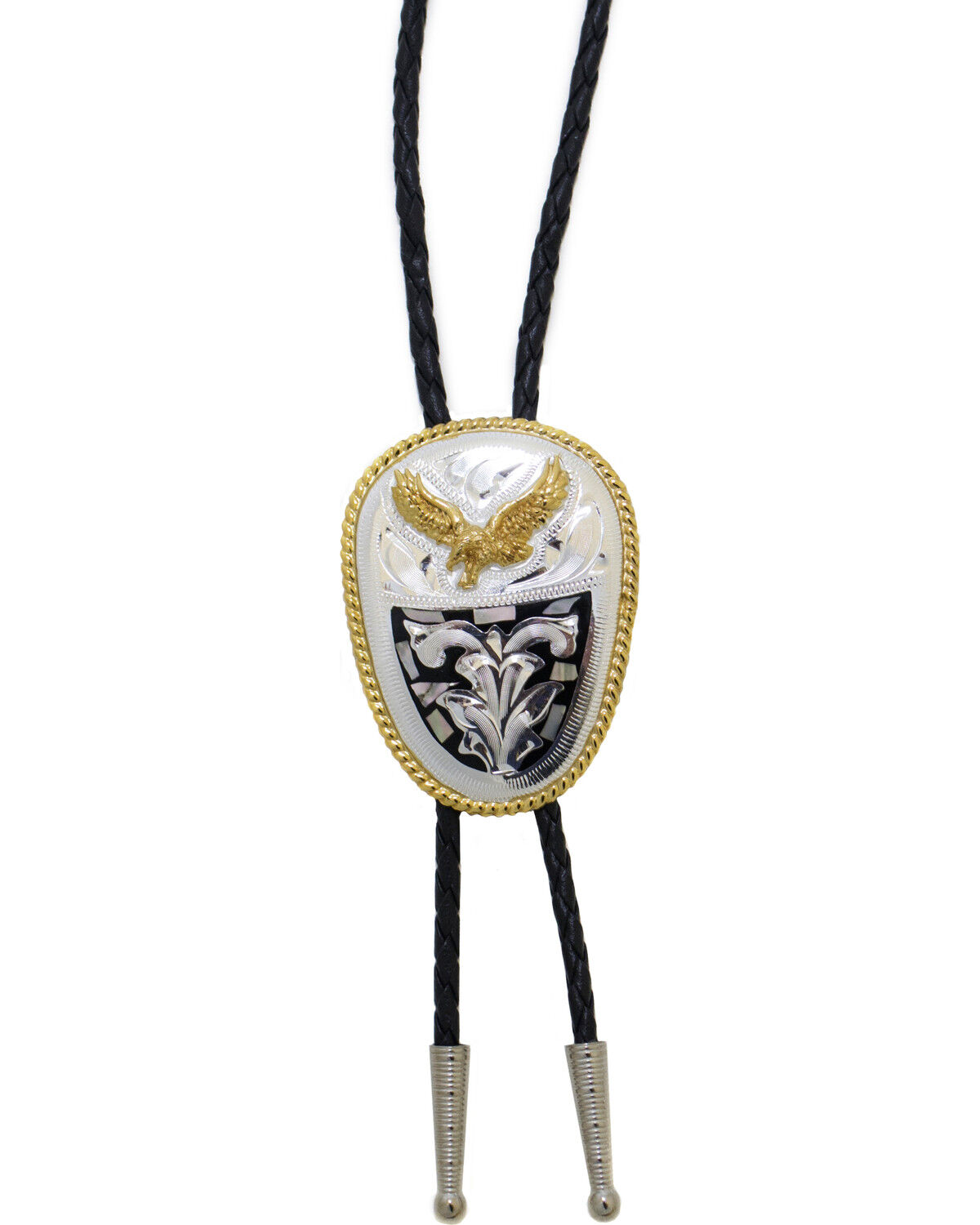 Image #1 - Western Express Men's German Silver Abalone Eagle Bolo Tie, Silver, hi-res