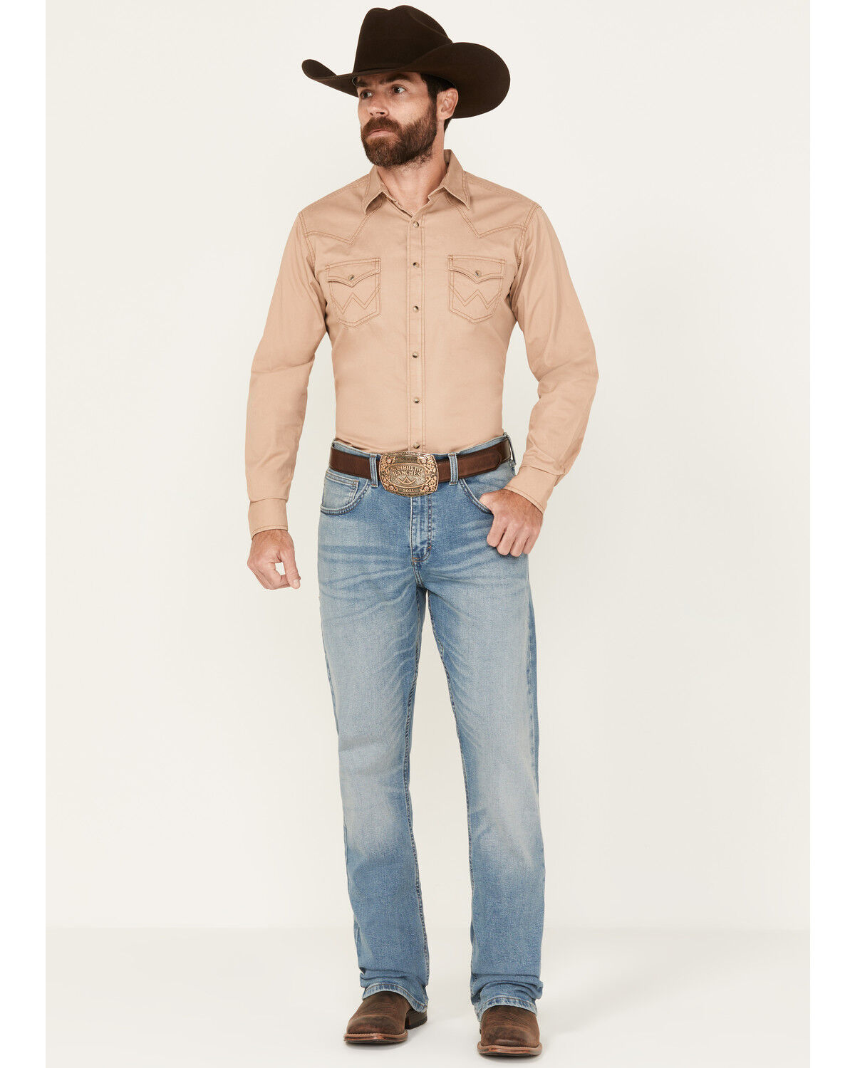 Image #1 - Wrangler 20X Men's Light Wash Shade Bootcut Stretch Jeans, , hi-res