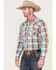 Roper Men's Classic Large Plaid Print Long Sleeve Pearl Snap Western Shirt , White, hi-res