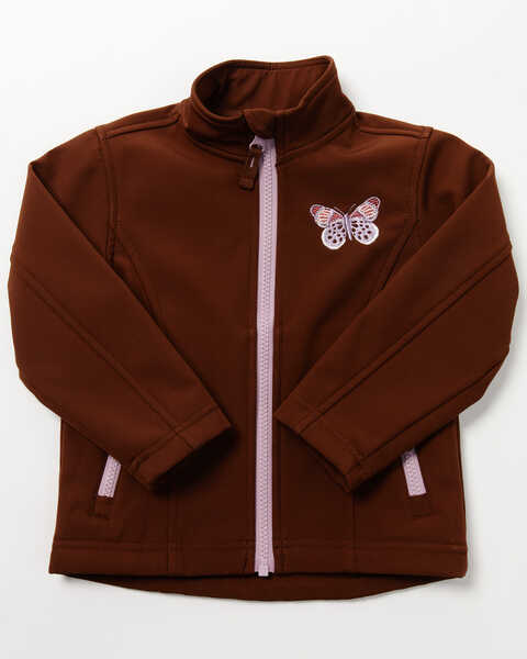 Image #1 - Shyanne Toddler Girls' Butterfly Embroidered Softshell Jacket , Chocolate, hi-res