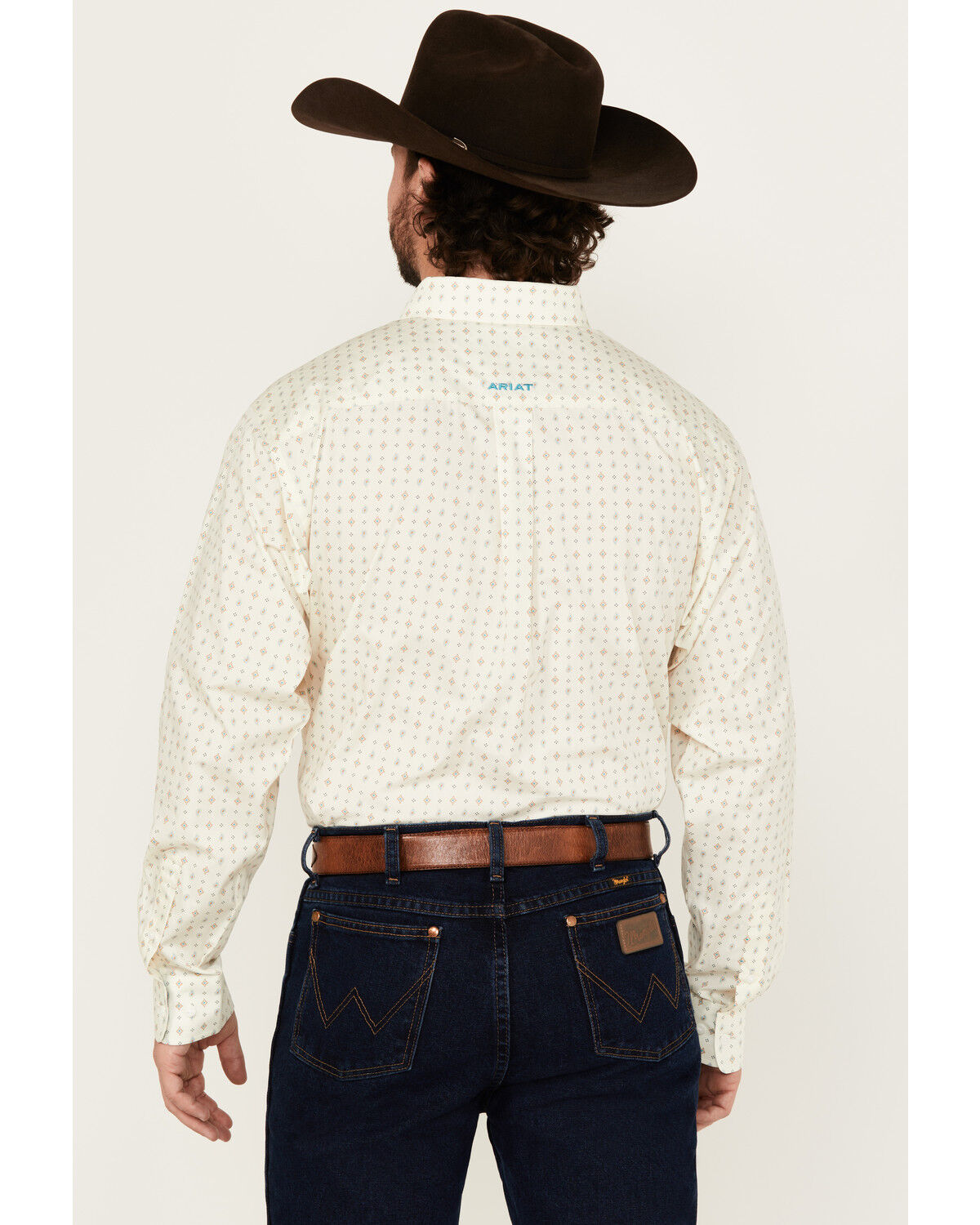 Image #4 - Ariat Men's Wrinkle Free Griffin Geo Print Long Sleeve Button-Down Western Shirt - Tall, Cream, hi-res