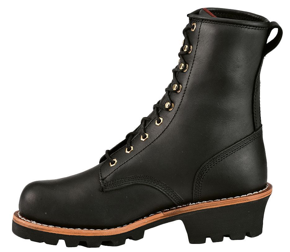 chippewa black logger boots