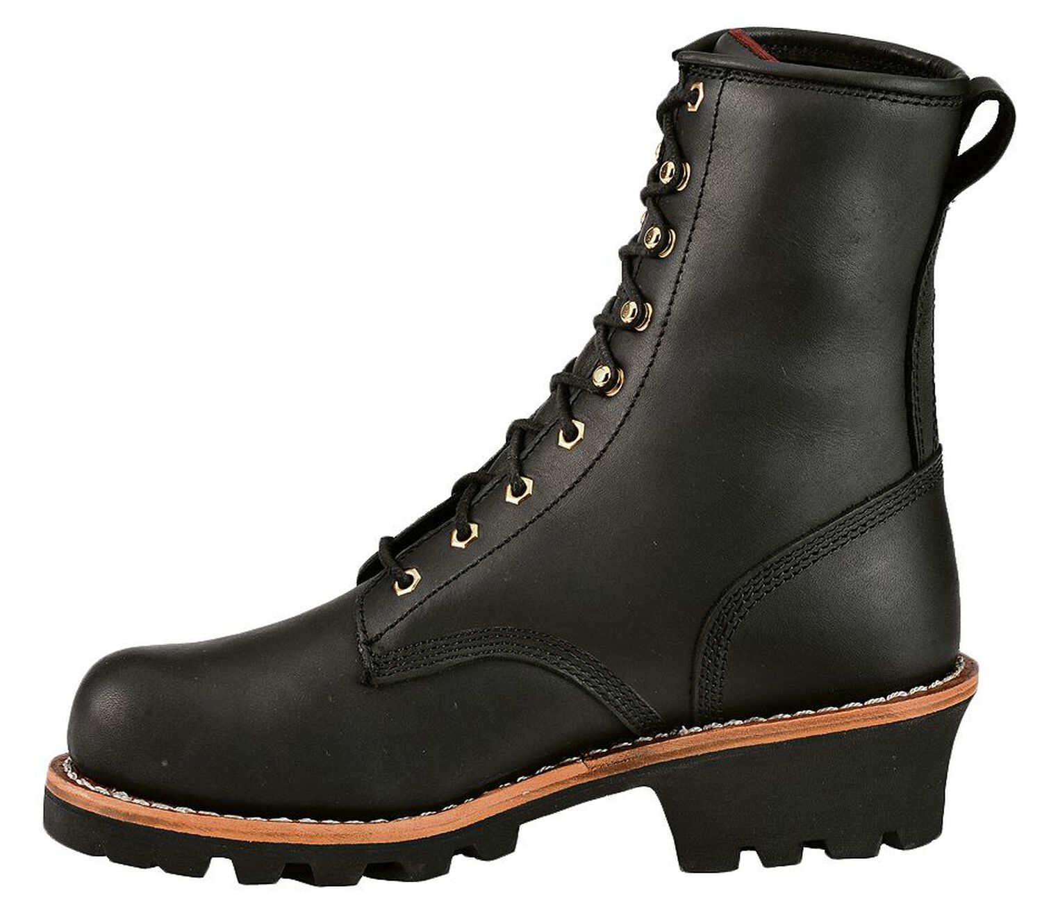 Image #3 - Chippewa Men's 8" Logger Boots - Steel Toe, Black, hi-res