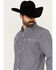 Resistol Men's Northway Checkered Print Long Sleeve Button-Down Western Shirt , Navy, hi-res