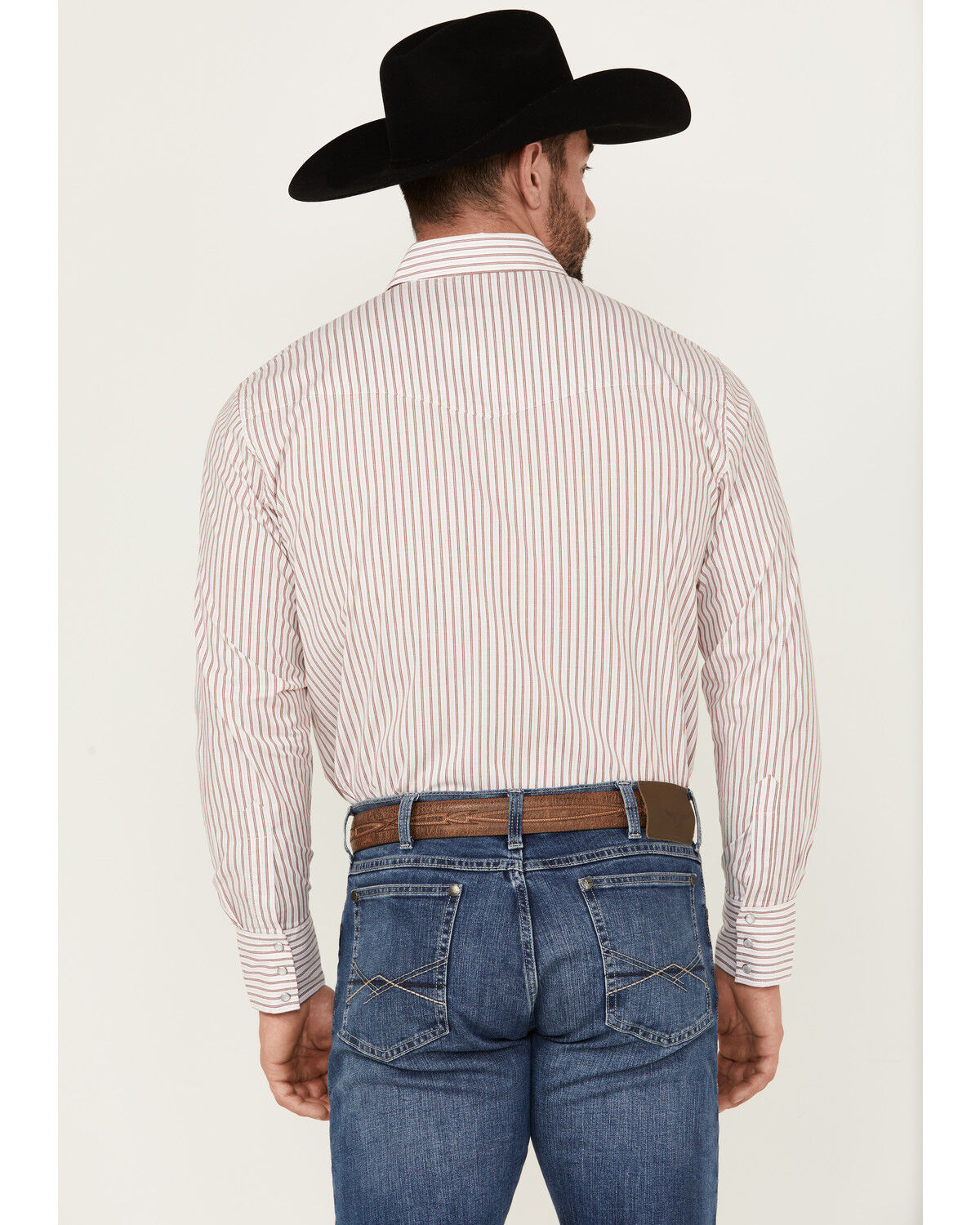 Image #4 - Wrangler Men's Striped Long Sleeve Pearl Snap Stretch Western Shirt, White, hi-res