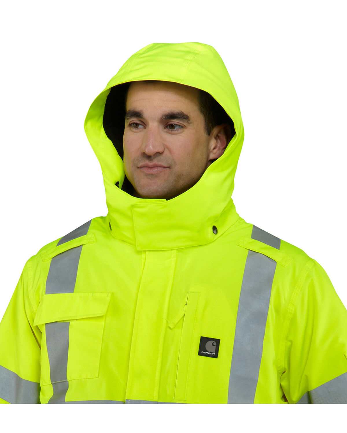 Image #2 - Carhartt Men's High Visibility Water Repellent Sherwood Work Jacket, Lime, hi-res