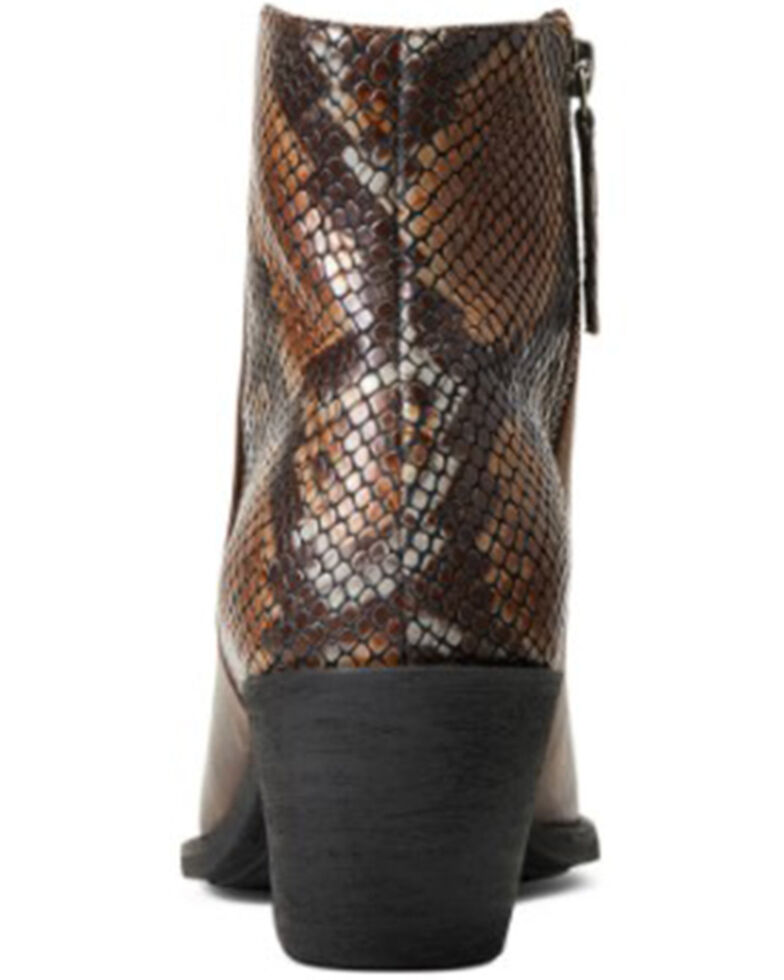 Ariat Women's Carmeltia Rhino Tan & Snake Print Full-Grain Western Fashion Bootie - Snip Toe , Brown, hi-res