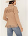 Image #4 - Fornia Women's Fringe Faux Leather Fringe Zip Jacket, Beige/khaki, hi-res